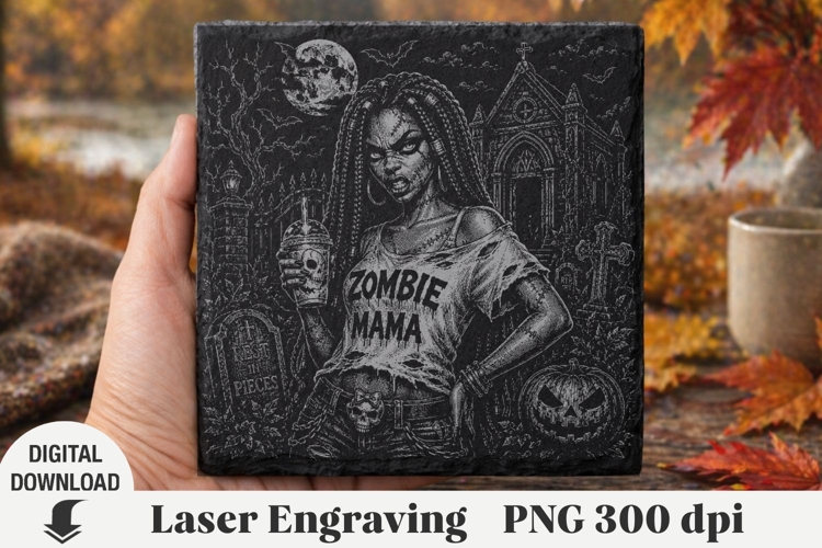 Halloween Laser Engraving, zombie girl Engraving file PNG