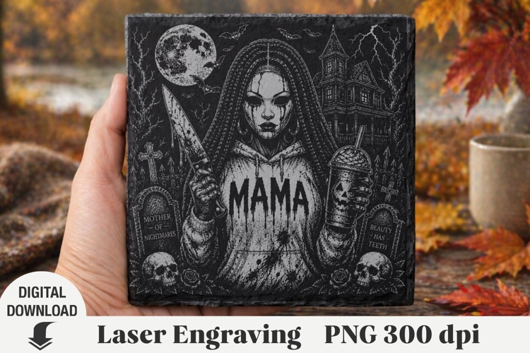 Halloween Laser Engraving, zombie girl Engraving file PNG