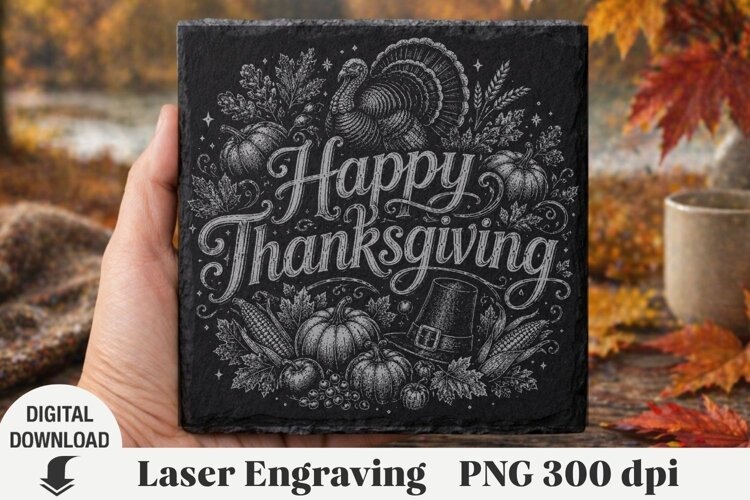 Fall Laser Engraving, Thanksgiving day Engraving file PNG example image 1