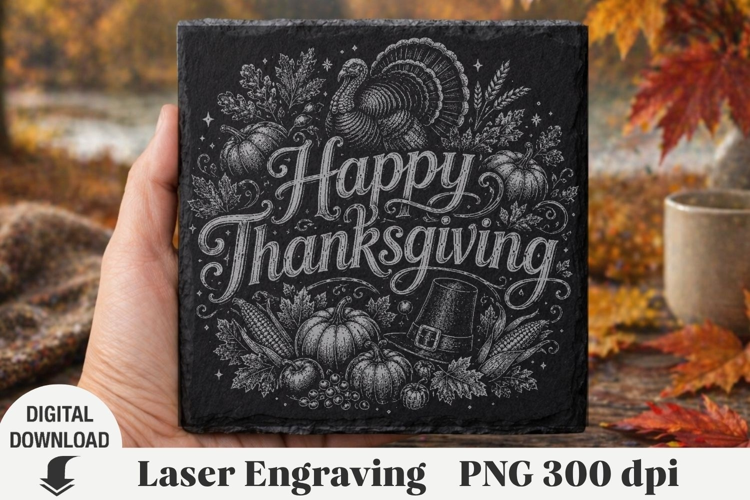 Fall Laser Engraving, Thanksgiving day Engraving file PNG