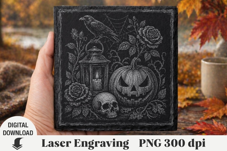Halloween Laser Engraving, pumpkin Engraving file PNG example image 1