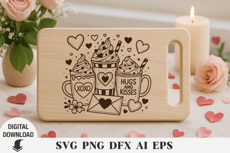 valentines day sweet cake Laser cut , Cutting board svg