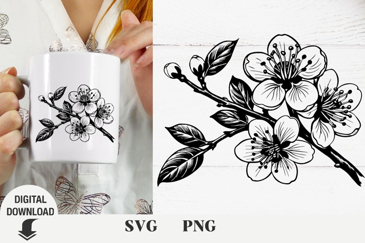 Flower svg, cherry blossoms svg, sakura, floral svg