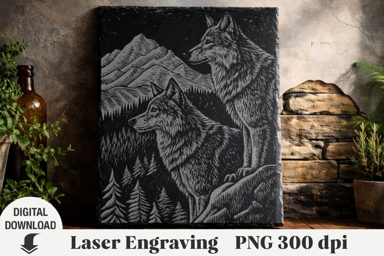 Wolf Laser Engraving, bear in the forest Engraving file PNG
