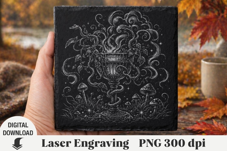 Halloween cocktail Laser Engraving, coaster Engraving PNG