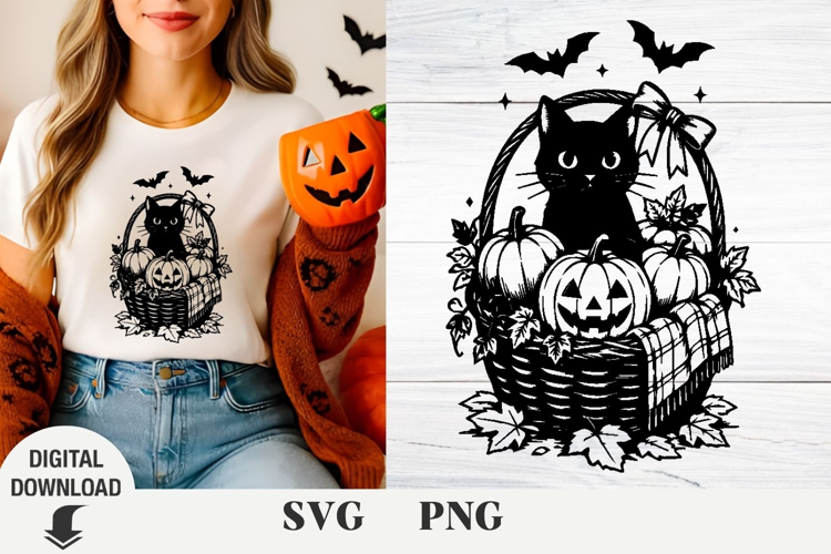 Halloween svg, Halloween scene svg, cat svg, pumpkin svg
