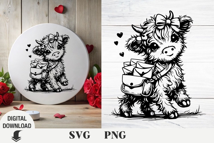 Valentine Highland Cow svg, Cow svg, Love svg, Valentine