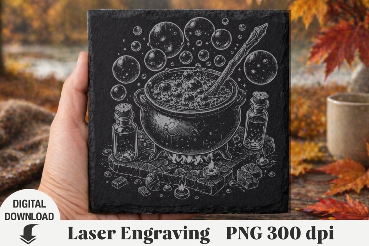 Halloween cocktail Laser Engraving, coaster Engraving PNG