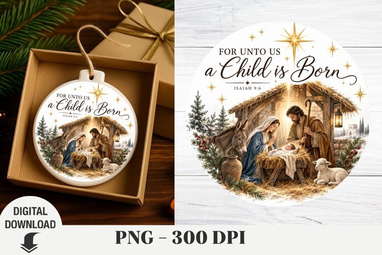 Christmas Ornaments, Nativity Sublimation, Christmas png example image 1
