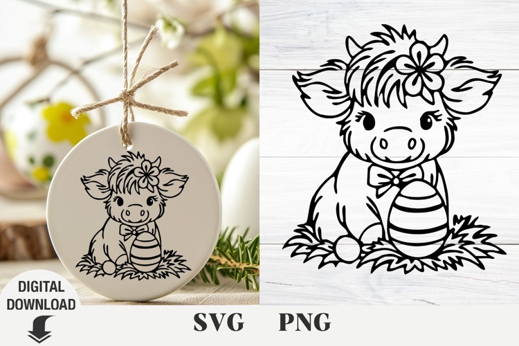 Easter svg, Highland Cow svg, Cow, Spring