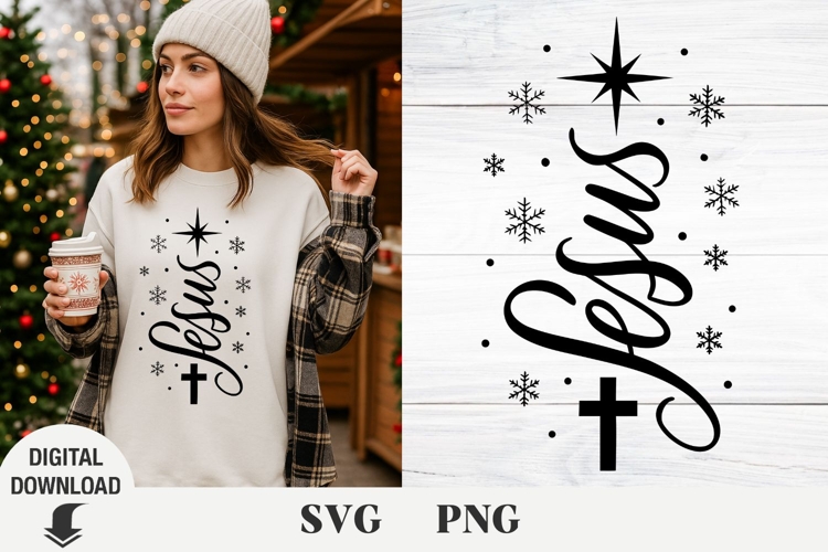 Christmas svg, Jesus retro lettering svg, nativity svg