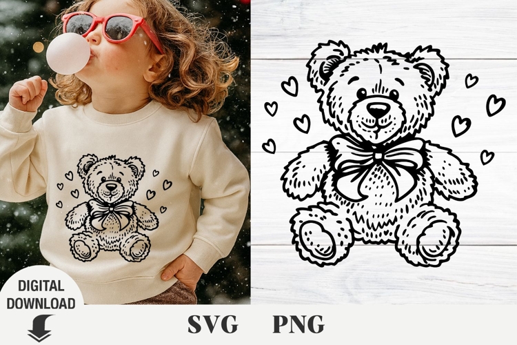 Teddy bear svg, Valentine svg, bear with a hear, hear svg