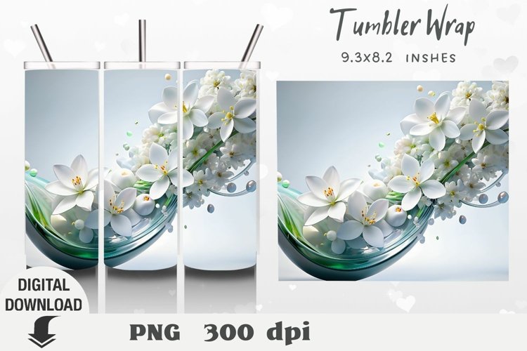 Fowers 3D Tumbler Wrap, tumbler desig, 3d sublimation