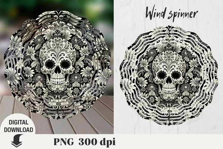 Skull wind spinner, Boho Skull, Halloween wind spinner