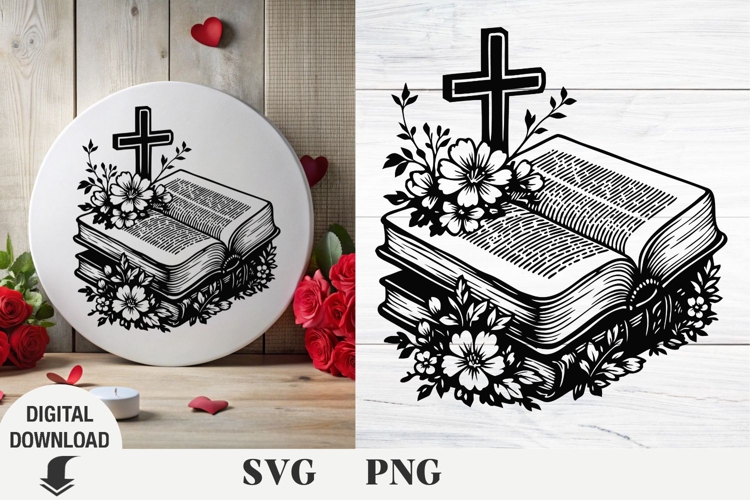 Cross and flowers svg, Easter svg, Bible, spring