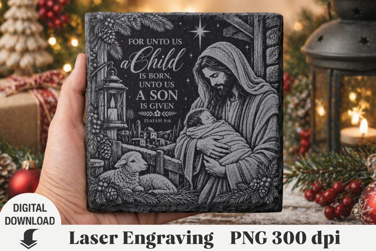 Christmas Laser Engraving, nativity Engraving file