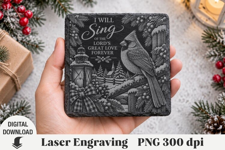 Christmas, Laser Engraving, nativity Engraving, coaster example image 1