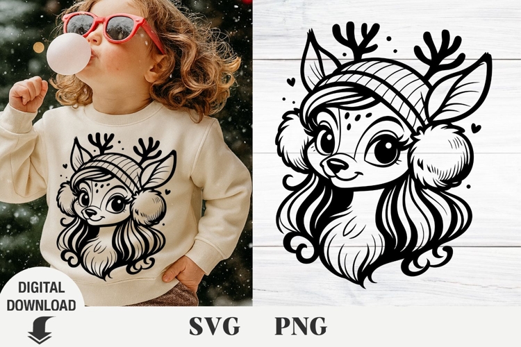 Christmas deer svg, cute deer, baby Christmas deer