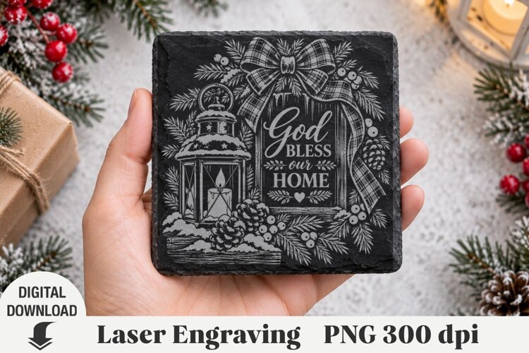 Christmas, Laser Engraving, nativity Engraving, coaster example image 1