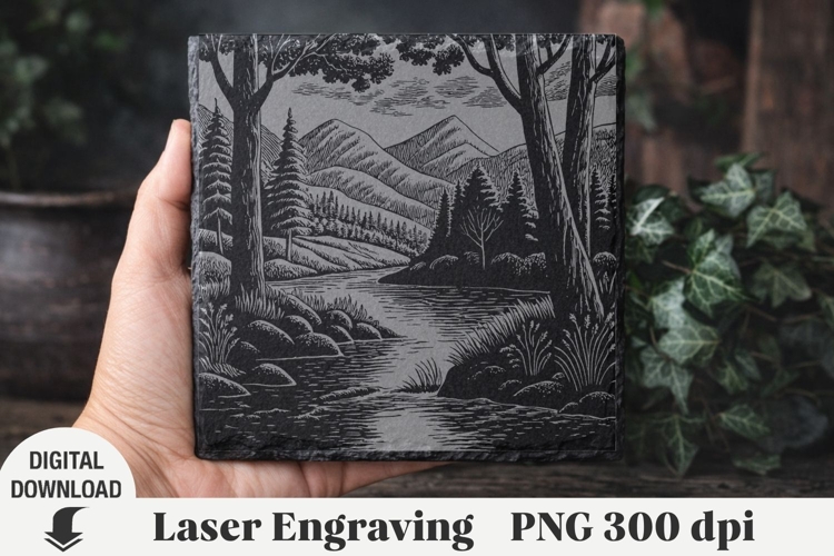 nature scene Laser Engraving, forest Engraving file example image 1