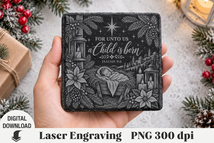 Christmas Laser Engraving, nativity Engraving file