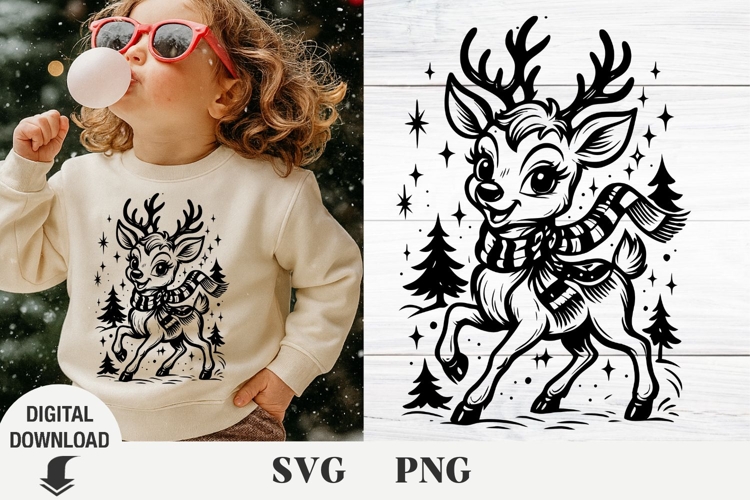 Christmas deer svg, cute deer, baby Christmas deer