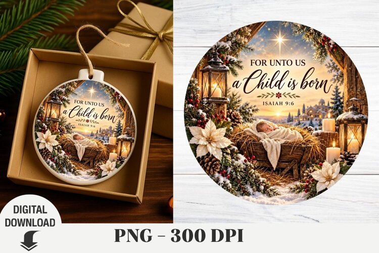 Christmas Ornaments, Nativity Sublimation, Christmas png example image 1