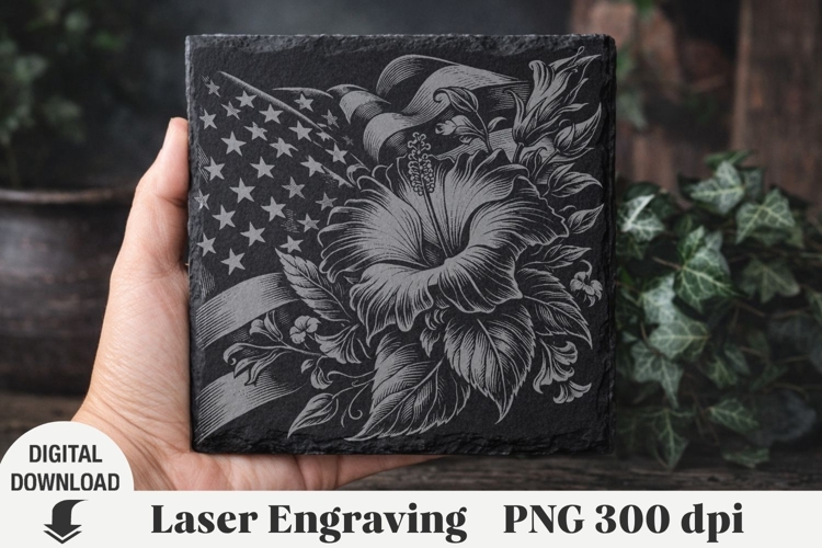 America Laser Engraving, USA, 4th of July, flowers