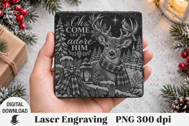 Christmas, Laser Engraving, nativity Engraving, coaster
