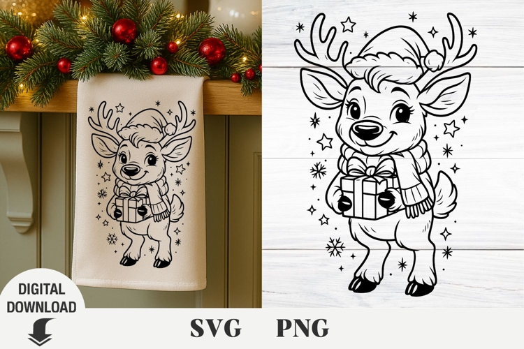 Christmas deer svg, cute deer, baby Christmas deer