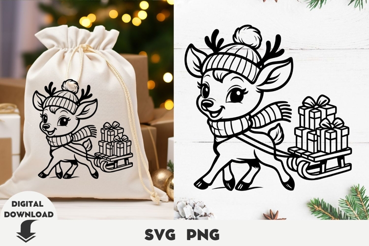 Christmas deer svg, cute deer, baby Christmas deer