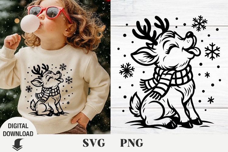 Christmas deer svg, cute deer, baby Christmas deer