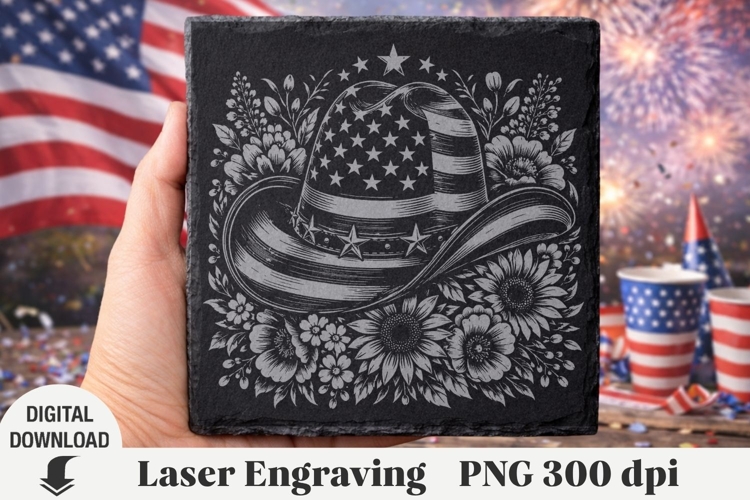 America Laser Engraving, USA eagle, 4th of July, flowers