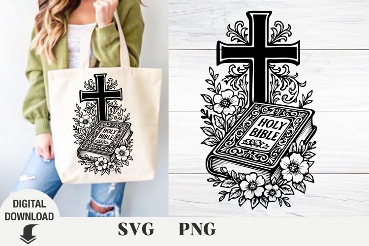 Cross and flowers svg, Easter svg, Bible, spring