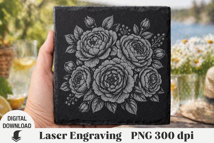 Flower Laser Engraving, peony Engraving file
