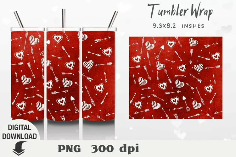 Valentine Tumbler Wrap, Love, Valentine Sublimation