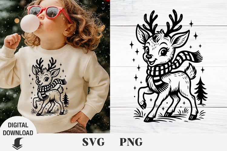 Christmas deer svg, cute deer, baby Christmas deer