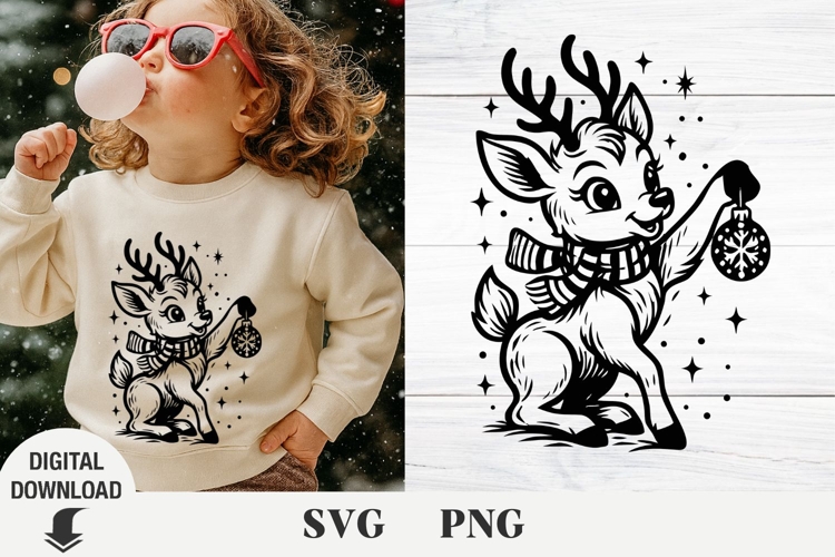 Christmas deer svg, cute deer, baby Christmas deer