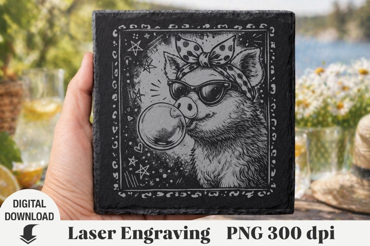 Fanny pig Laser Engraving, farm Engraving file