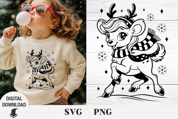 Christmas deer svg, cute deer, baby Christmas deer