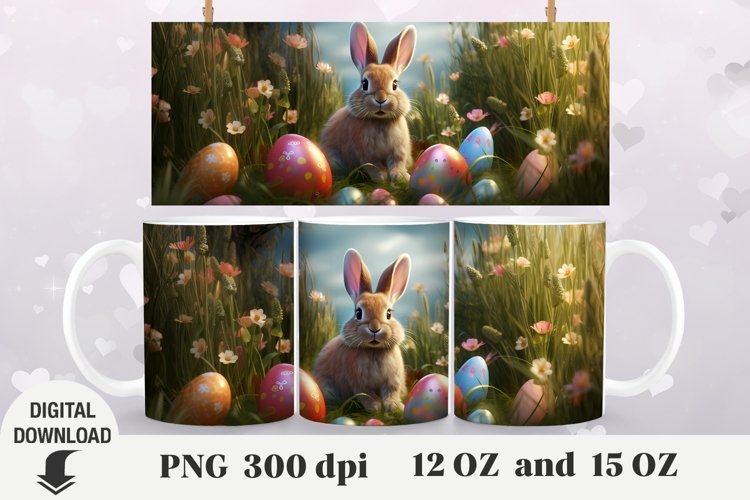Easter 3D Mug Wrap, Easter Bunny, coffee mug sublimation