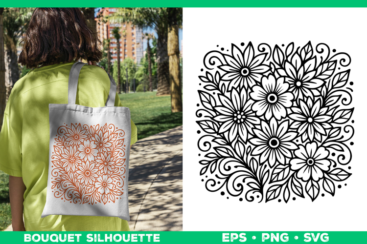 Flower Bouquet SVG Design, Floral Botanical Cut File