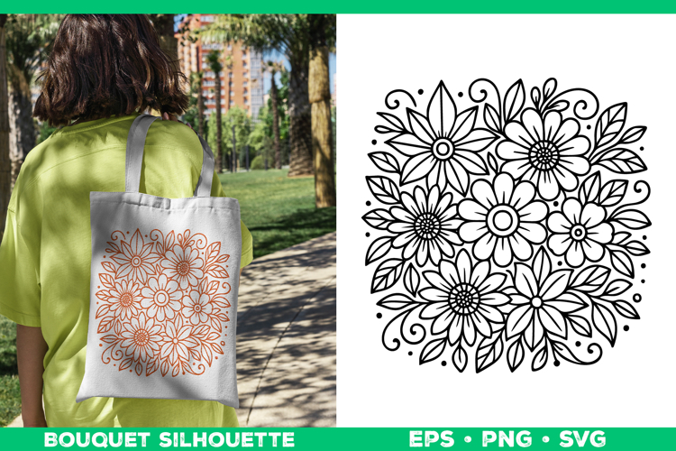 Flower Bouquet SVG Design, Floral Botanical Cut File
