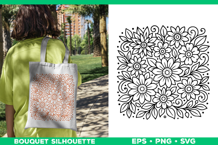 Flower Bouquet SVG Design, Floral Botanical Cut File