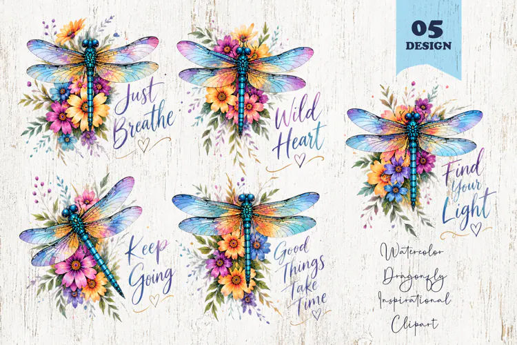 Watercolor Dragonfly Inspirational Clipart png