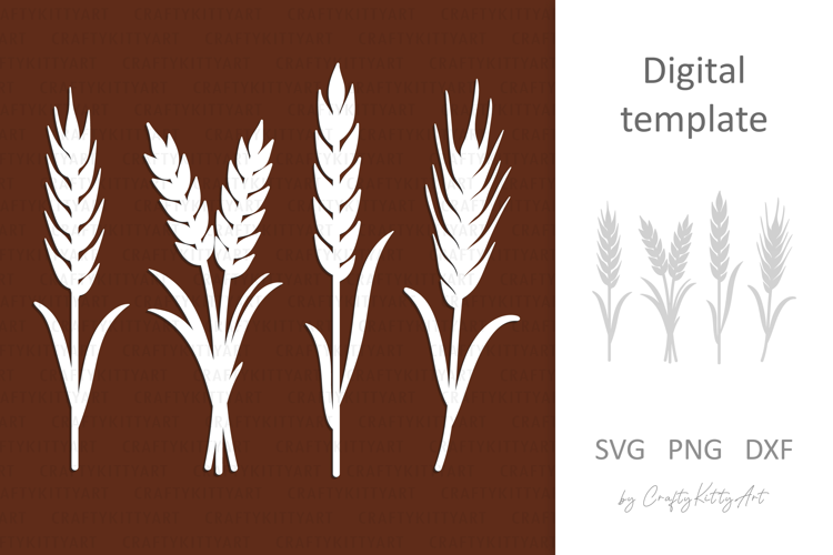 Wheat Laser Paper cutting SVG: Wheat stalk, Wheat ear