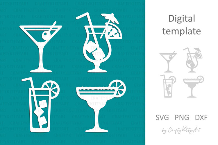 Cocktail Laser Paper cutting SVG: Tropical exotic cocktails example image 1