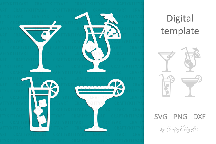 Cocktail Laser Paper cutting SVG: Tropical exotic cocktails