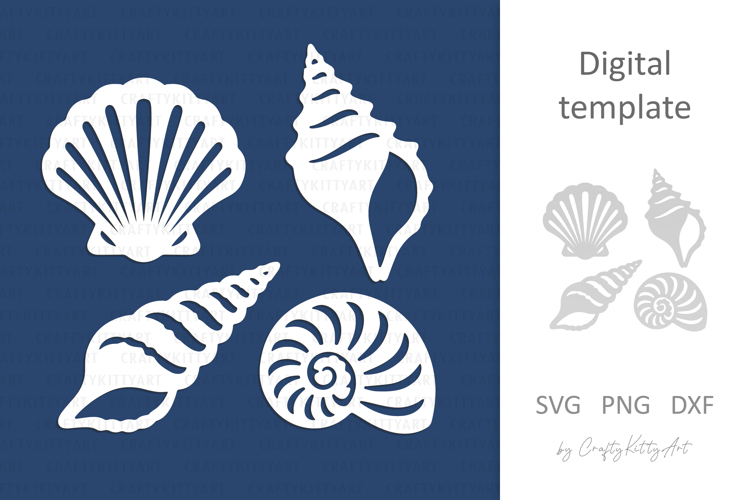 Sea shell Laser Paper cutting SVG: Scallop, Nautilus shell
