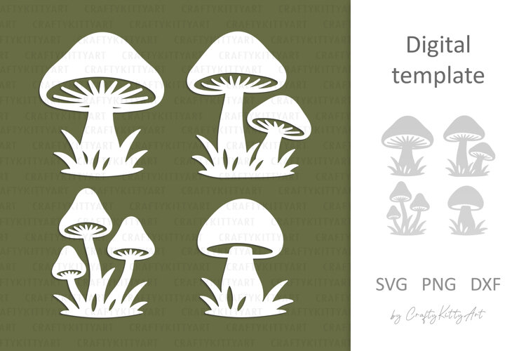 Mushroom Laser Paper cutting SVG: Wild forest mushrooms example image 1